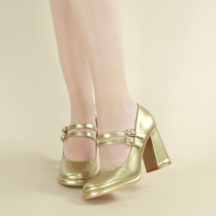 Pantofi eleganti cu toc A23-601auriu [4]