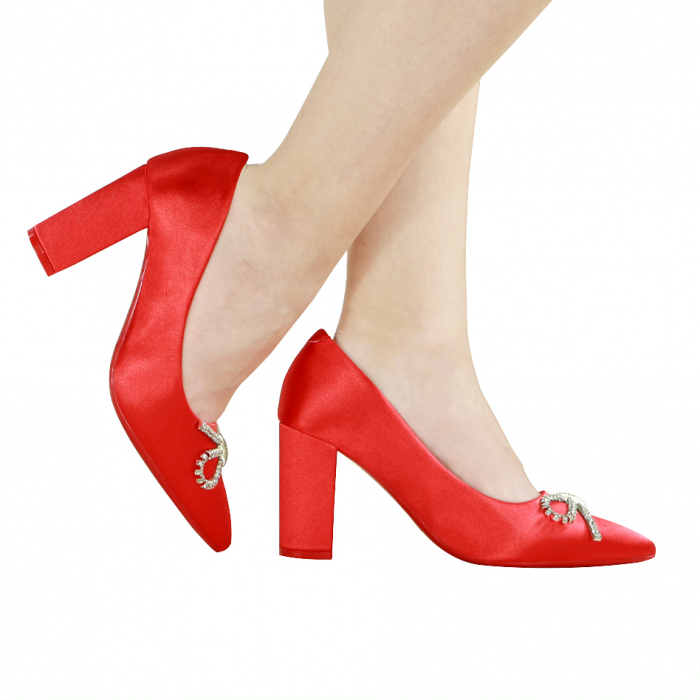 Pantofi eleganti cu toc A23-611rosu [1]