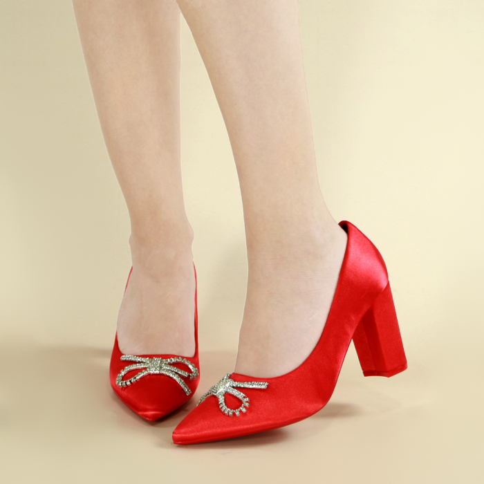 Pantofi eleganti cu toc A23-611rosu [4]