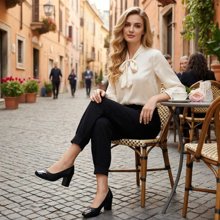 Pantofi eleganti cu toc C-95negru [4]