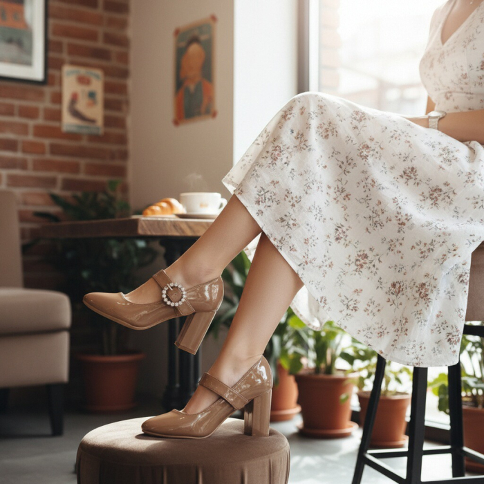 Pantofi eleganti cu toc FX-2khaki [5]