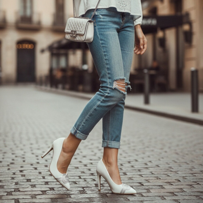 Pantofi eleganti cu toc FX-6alb [5]