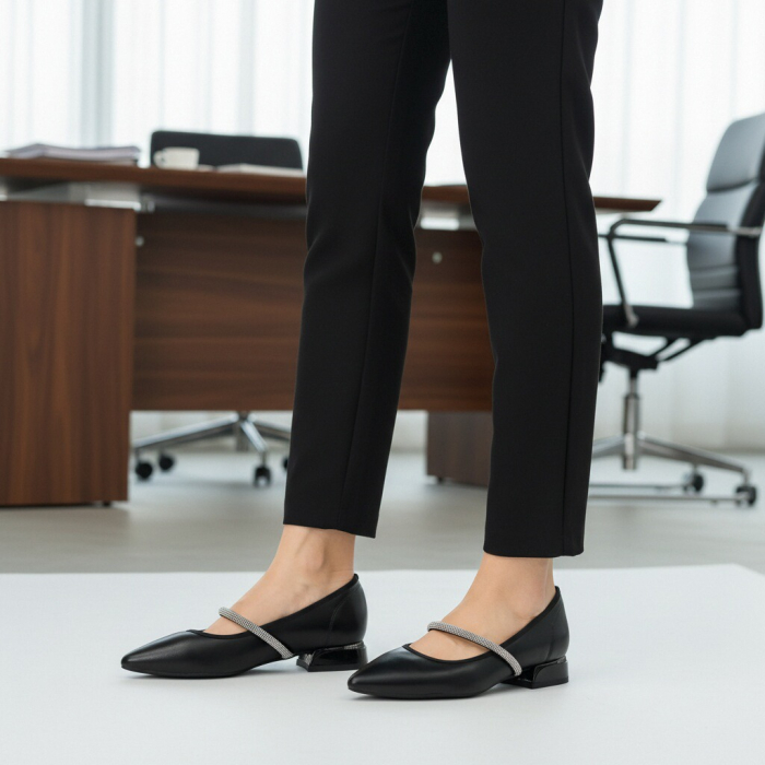 Pantofi eleganti cu toc jos C-150negru [8]