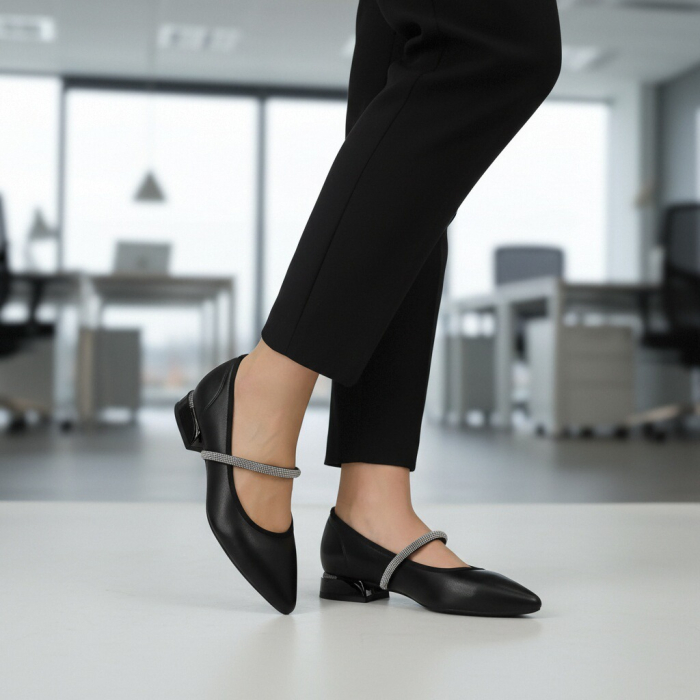 Pantofi eleganti cu toc jos C-150negru [6]