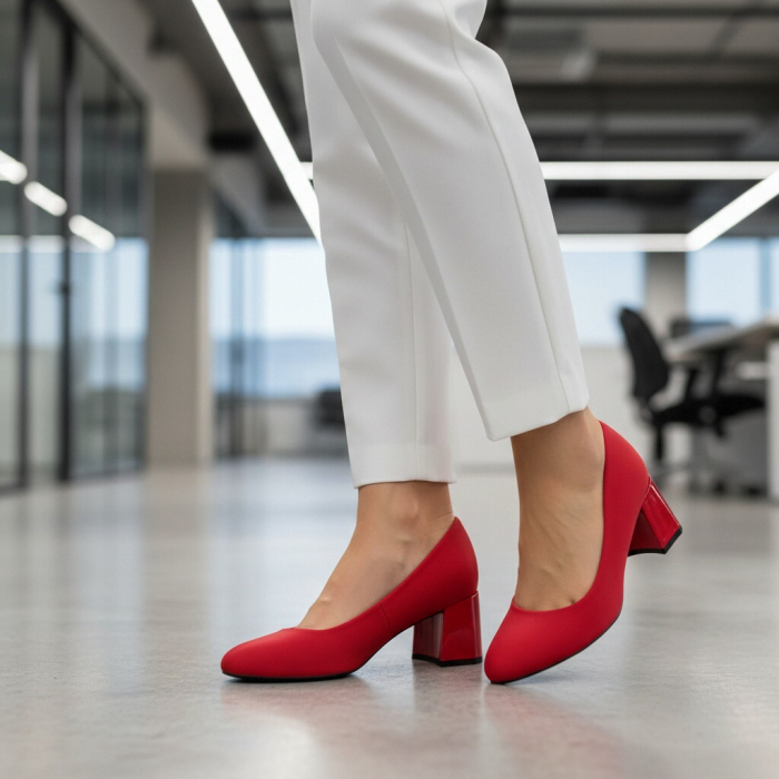 Pantofi eleganti cu toc C-155rosu [6]