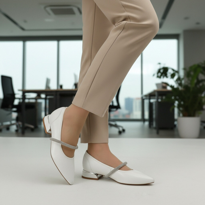 Pantofi eleganti cu toc jos C-150alb [4]