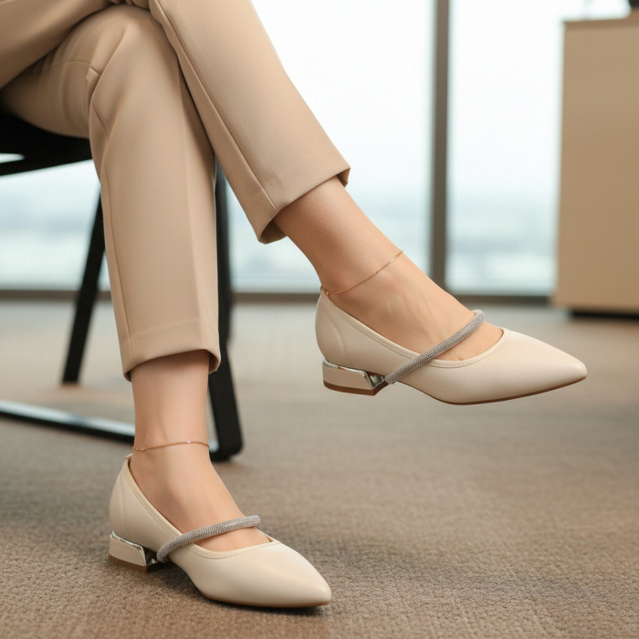 Pantofi eleganti cu toc jos C-150bej [6]