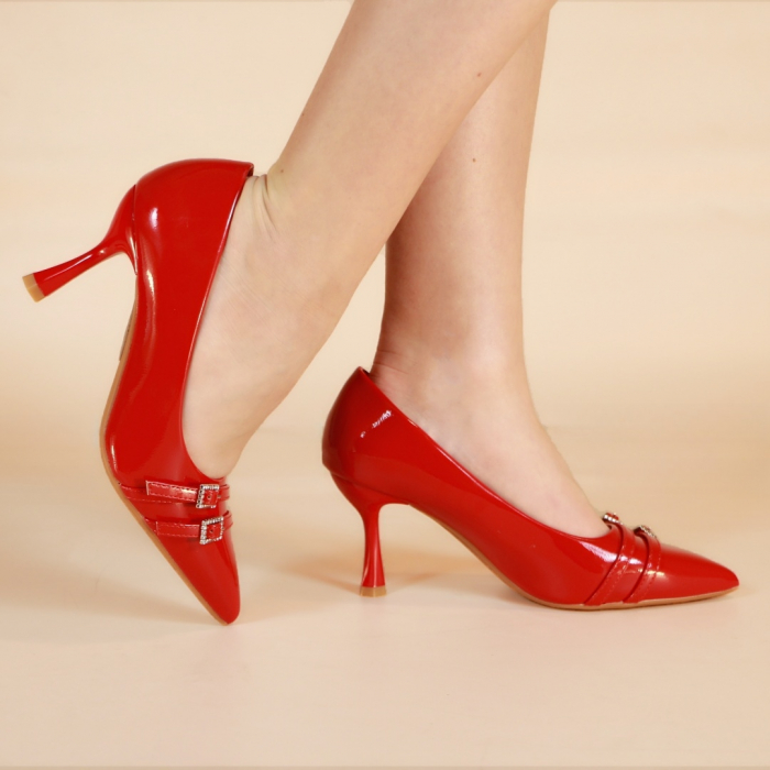 Pantofi eleganti cu toc LL-02rosu [5]