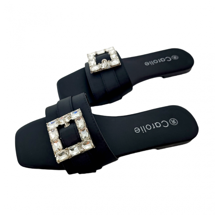 Papuci cu aplicatii cristale decorative F25negru [13]