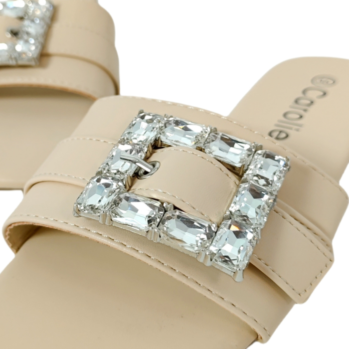 Papuci cu aplicatii cristale decorative F23bej [11]