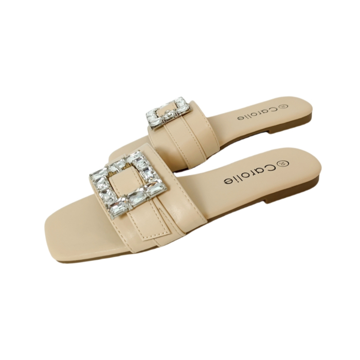 Papuci cu aplicatii cristale decorative F23bej [8]