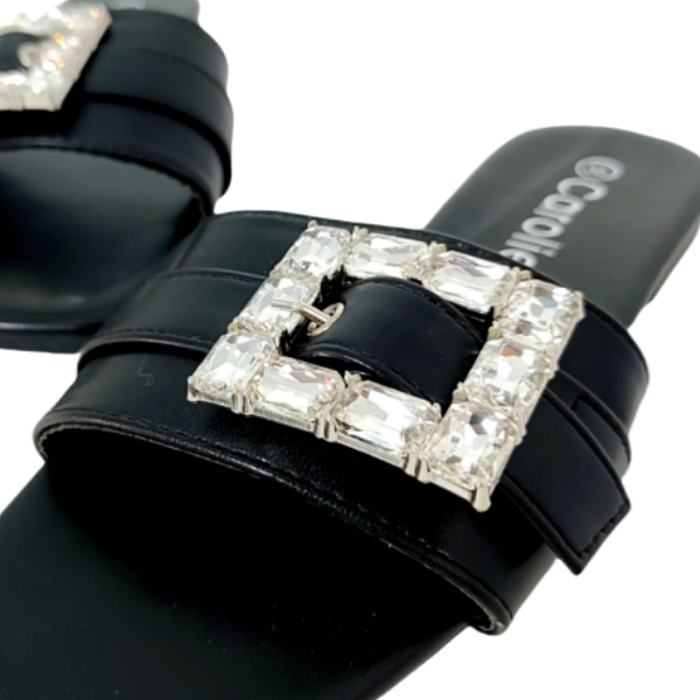 Papuci cu aplicatii cristale decorative F23negru [8]