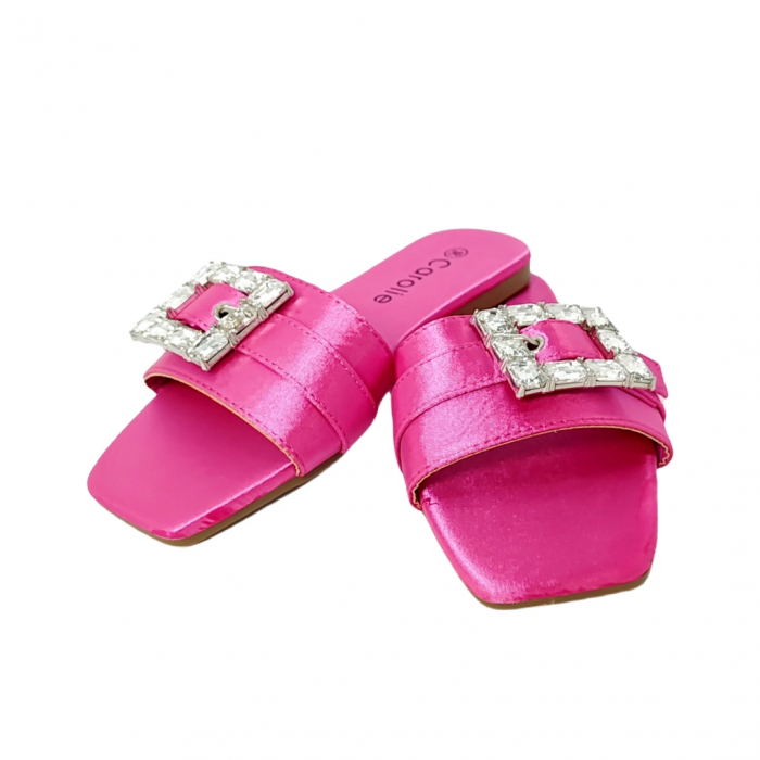 Papuci cu aplicatii cristale decorative F25fucsia [10]