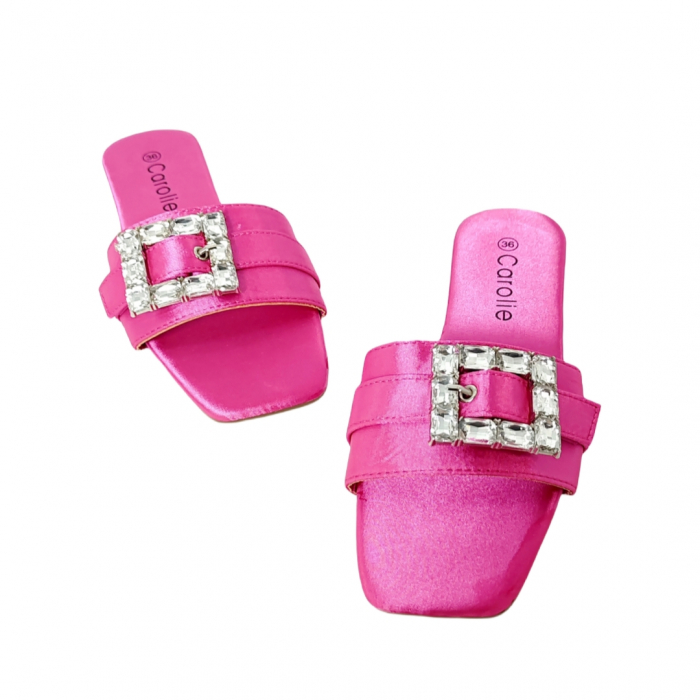Papuci cu aplicatii cristale decorative F25fucsia [14]