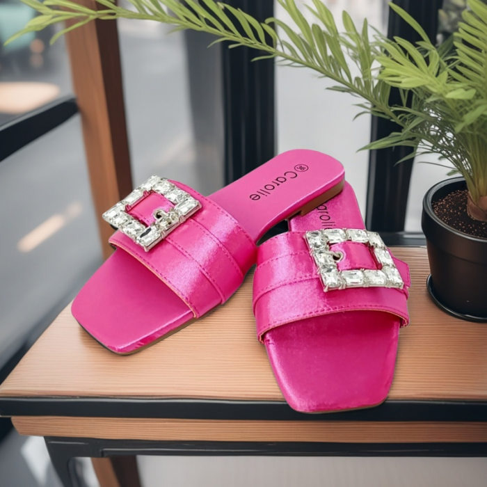 Papuci cu aplicatii cristale decorative F25fucsia [4]