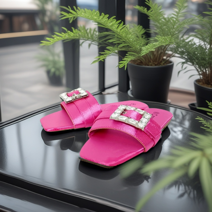 Papuci cu aplicatii cristale decorative F25fucsia [6]