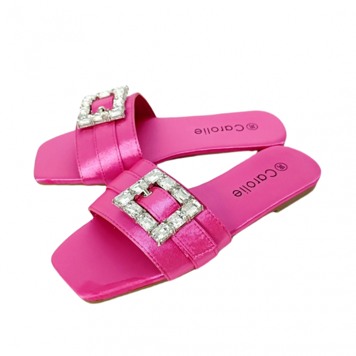 Papuci cu aplicatii cristale decorative F25fucsia [1]