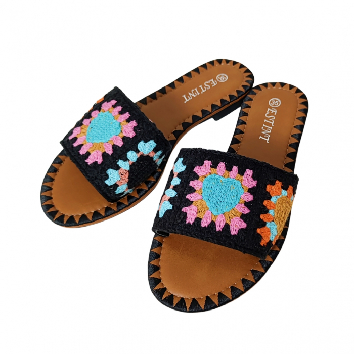 Papuci cu model crosetat 1133negru [3]