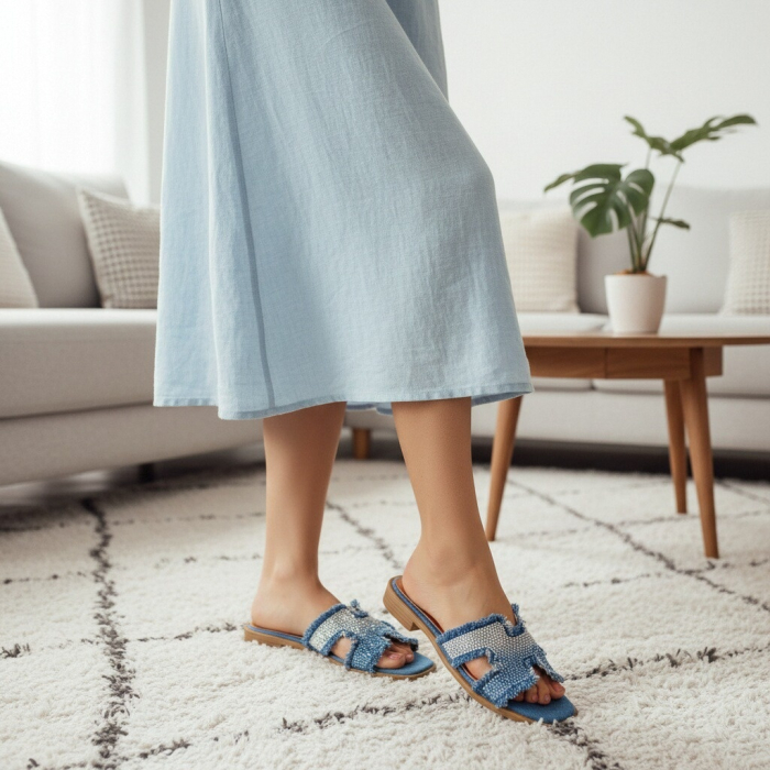 Papuci cu aplicatii decorative X24-1166albastru [6]