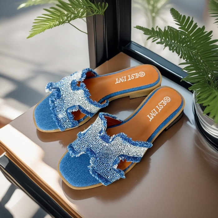 Papuci cu aplicatii decorative X24-1166albastru [12]