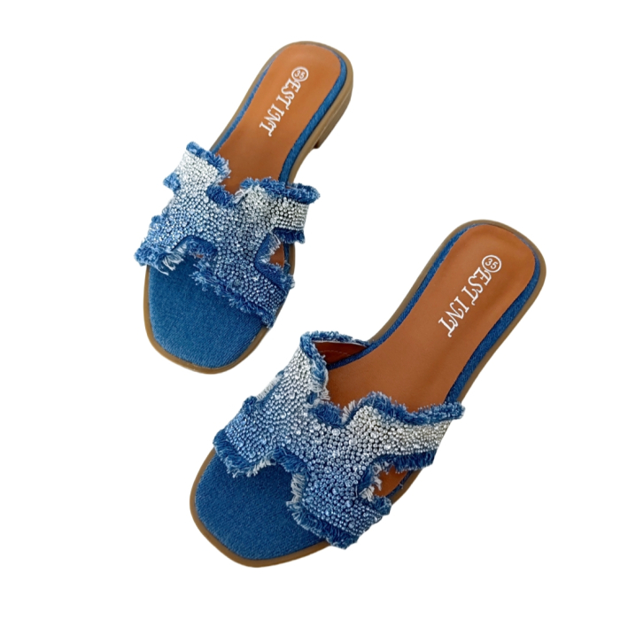 Papuci cu aplicatii decorative X24-1166albastru [9]