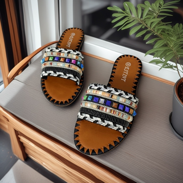 Papuci cu aplicatii decorative 1134negru [1]