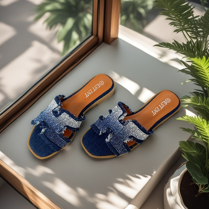 Papuci cu aplicatii decorative X24-1166bleumarin [12]