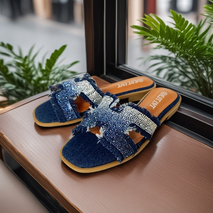Papuci cu aplicatii decorative X24-1166bleumarin [7]