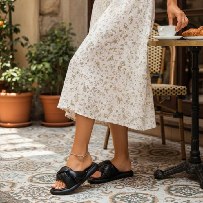 Papuci cu aspect impletit A22-122negru [2]