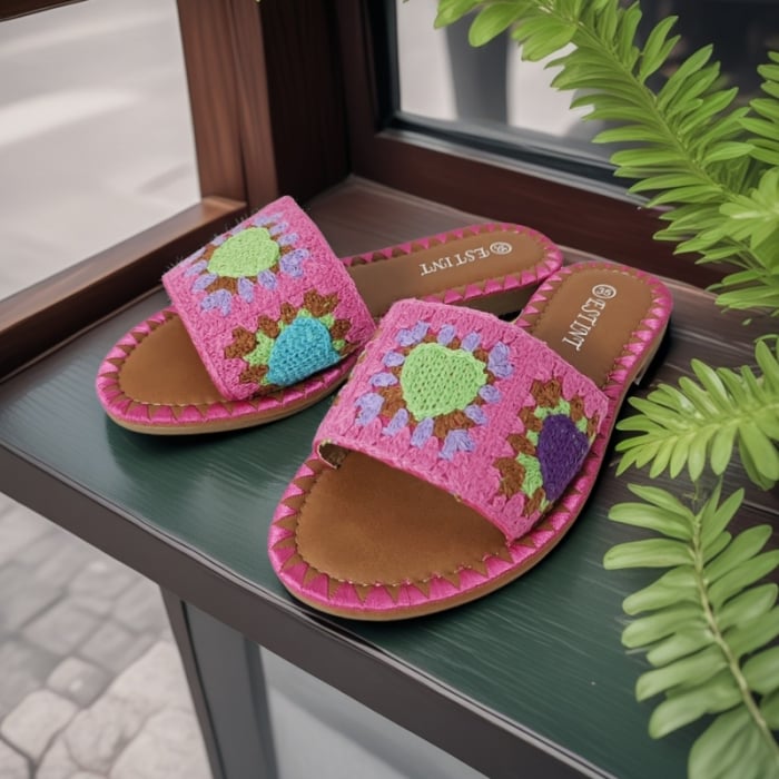 Papuci cu model crosetat 1133fucsia [6]