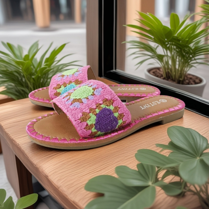 Papuci cu model crosetat 1133fucsia [5]