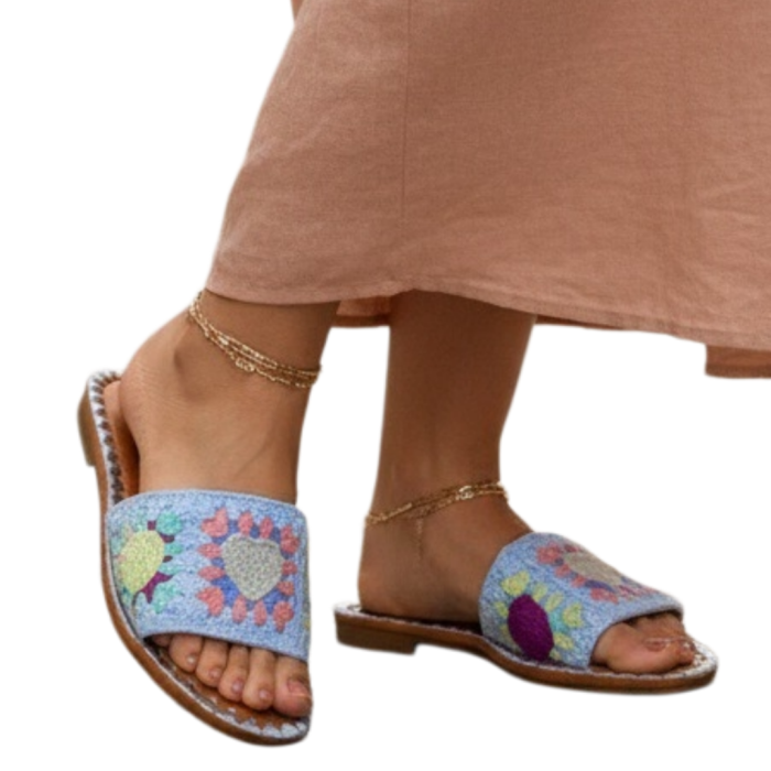 Papuci cu model crosetat 1133albastru [9]