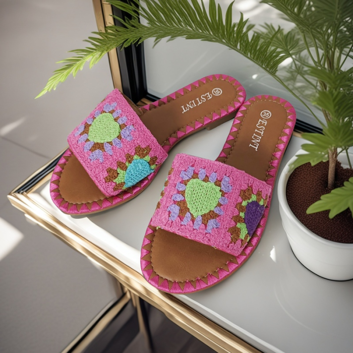 Papuci cu model crosetat 1133fucsia [7]