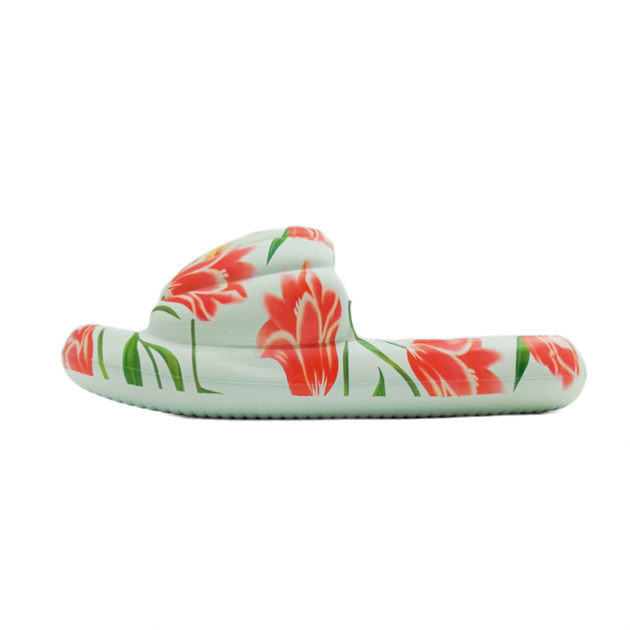 Papuci cu motiv floral H676albastru [2]