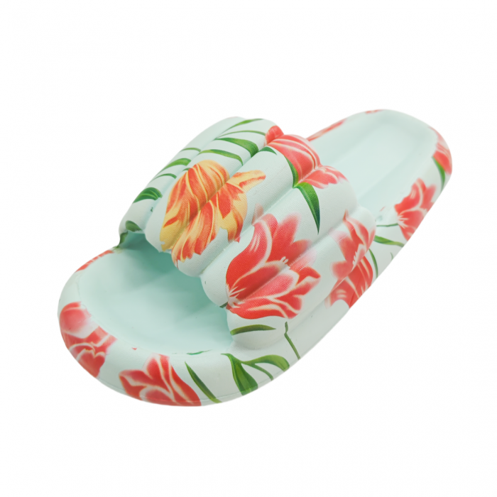 Papuci cu motiv floral H676albastru [4]