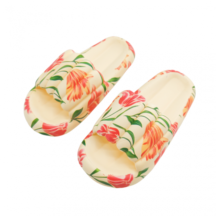 Papuci cu motiv floral H676bej [1]