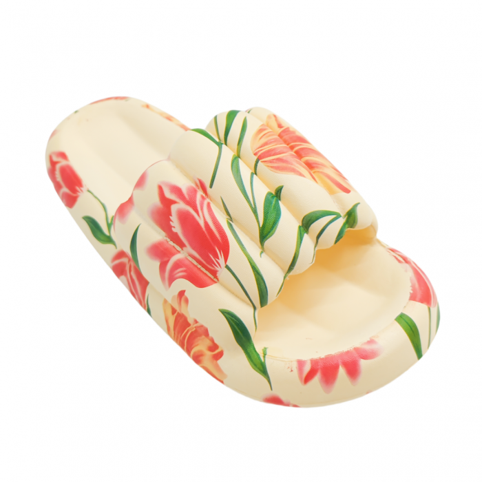 Papuci cu motiv floral H676bej [4]
