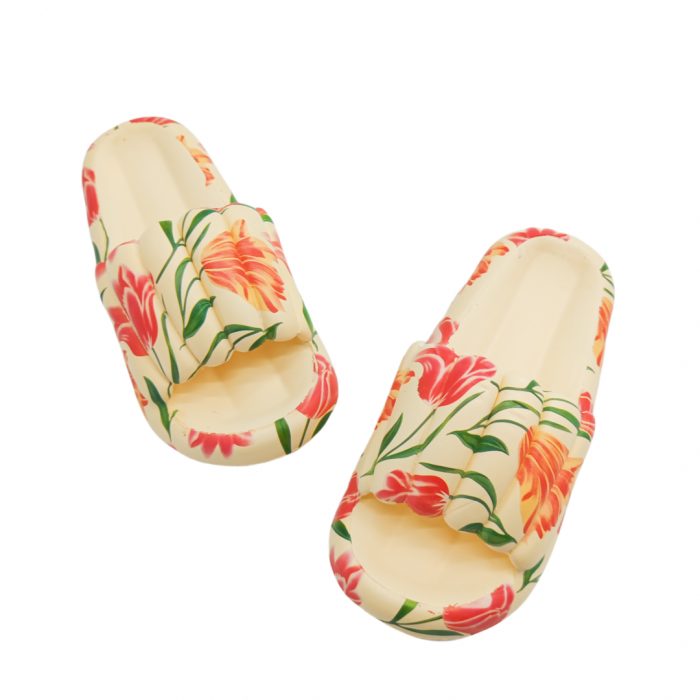 Papuci cu motiv floral H676bej [3]