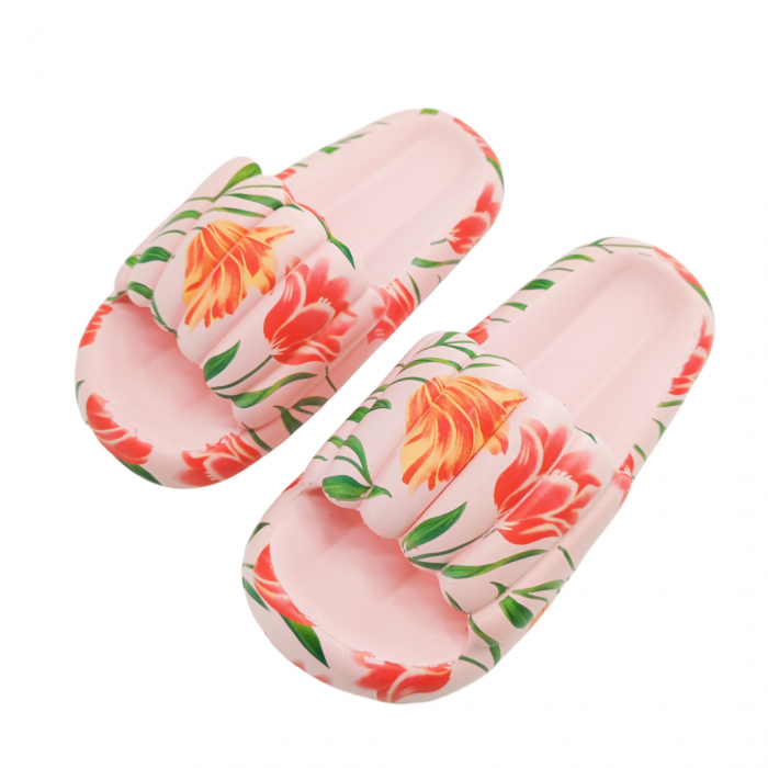 Papuci cu motiv floral H676roz [1]