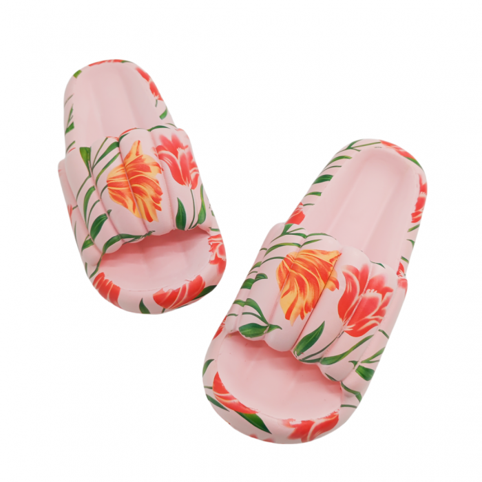 Papuci cu motiv floral H676roz [3]