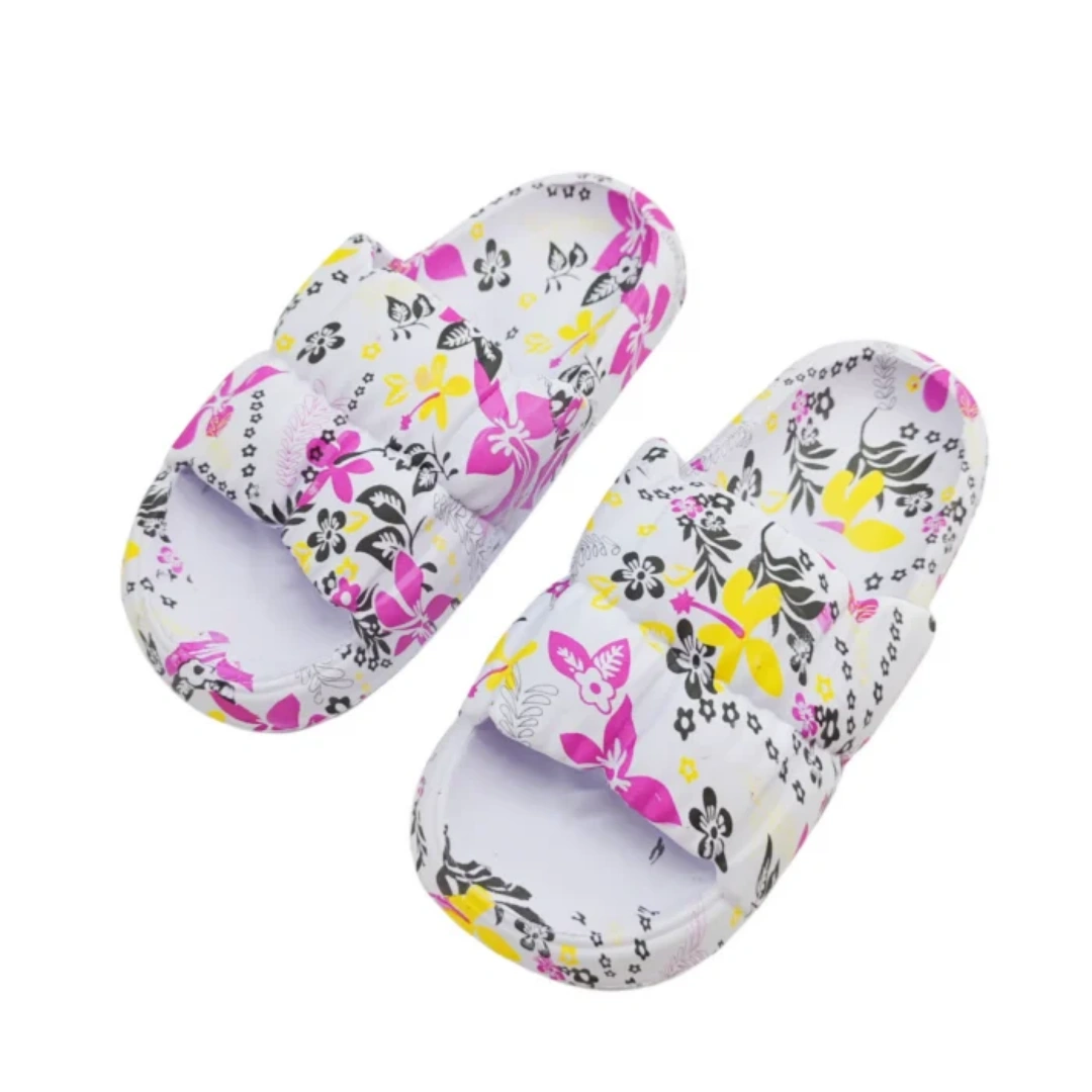 Papuci cu motiv floral H682alb [5]