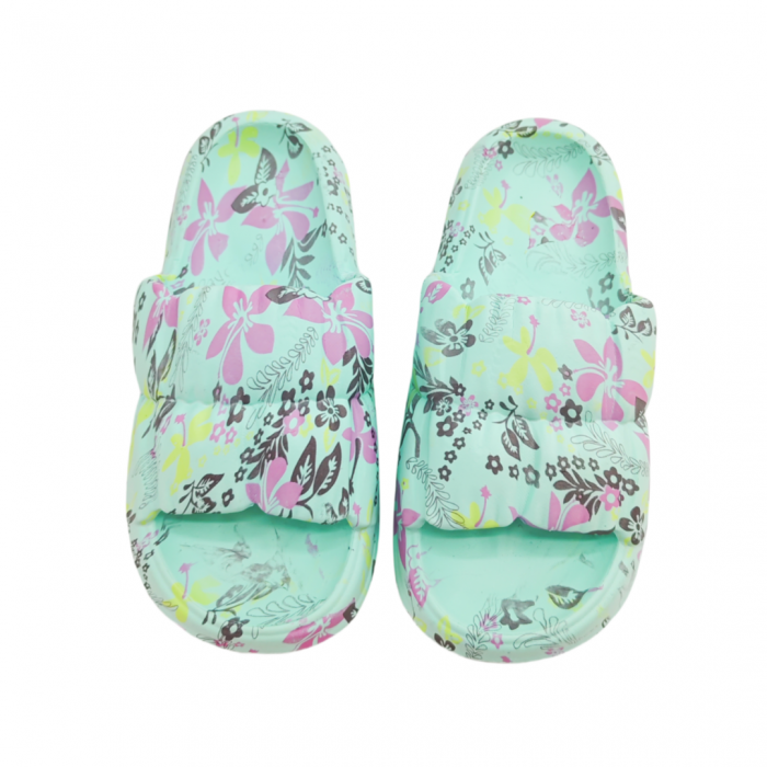 Papuci cu motiv floral H682albastru [5]