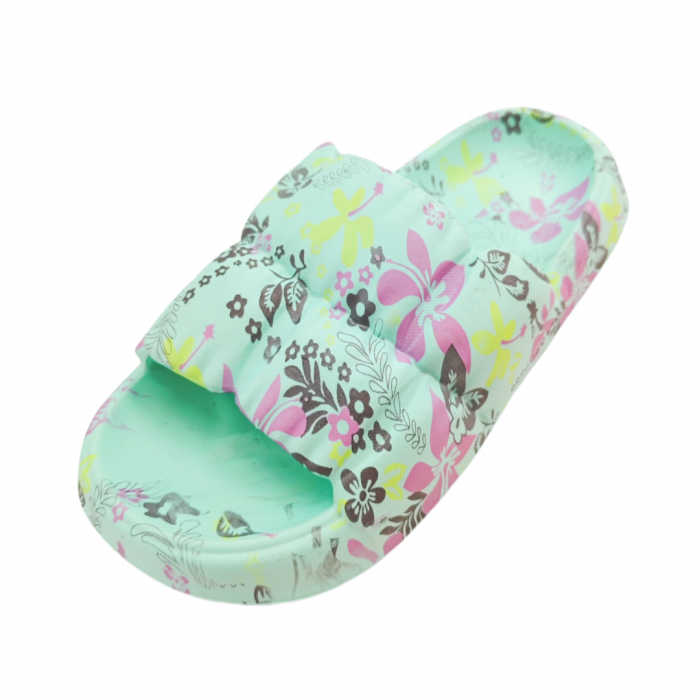Papuci cu motiv floral H682albastru [4]