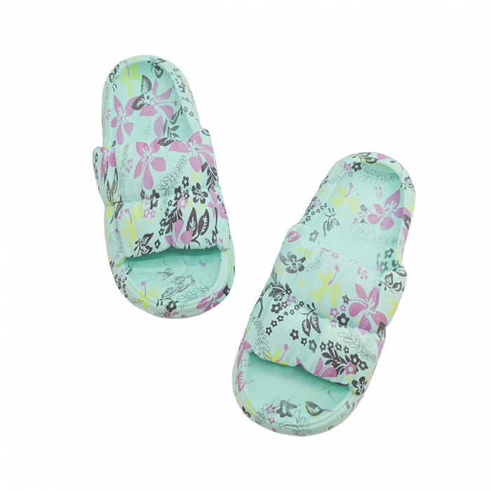 Papuci cu motiv floral H682albastru [3]