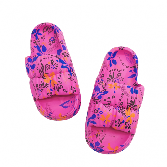 Papuci cu motiv floral H682fucsia [3]