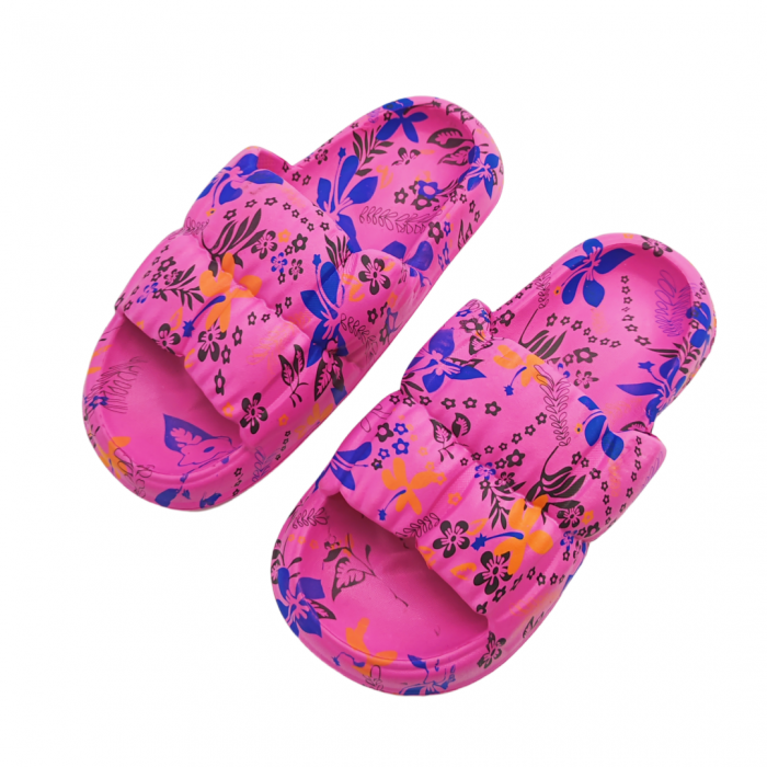 Papuci cu motiv floral H682fucsia [1]