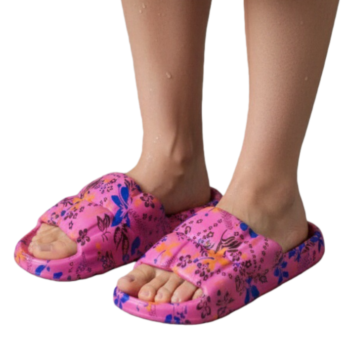 Papuci cu motiv floral H682fucsia [7]