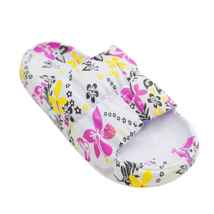 Papuci cu motiv floral H682alb [4]