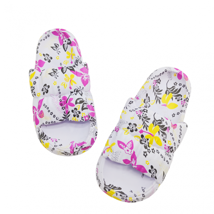 Papuci cu motiv floral H682alb [3]