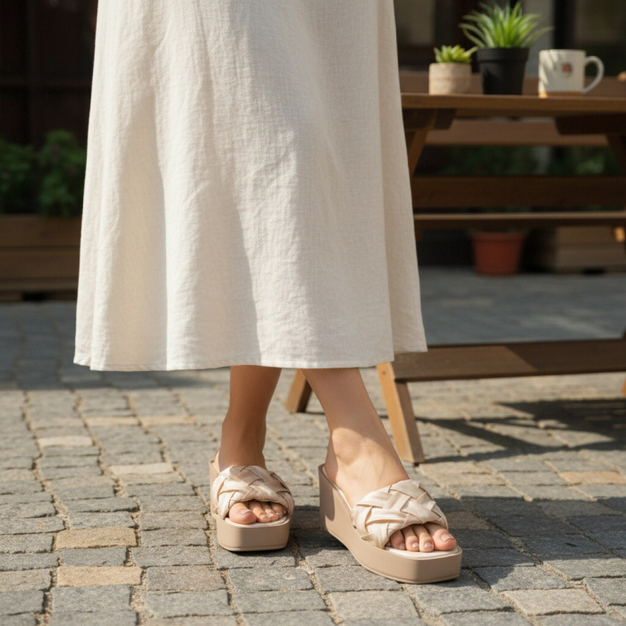 Papuci cu platforma A22-131bej [3]